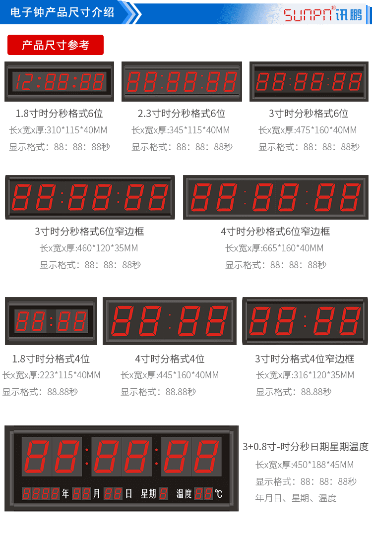 医院LED电子钟尺寸参考