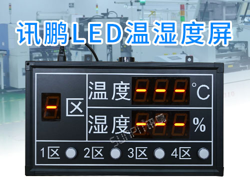 库房多区域温湿度监测LED显示屏_不达标报警提醒