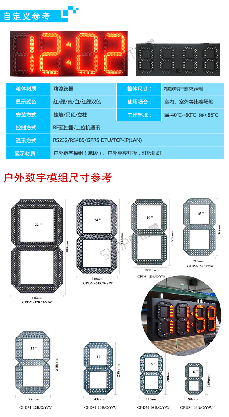 户外电子钟尺寸参考