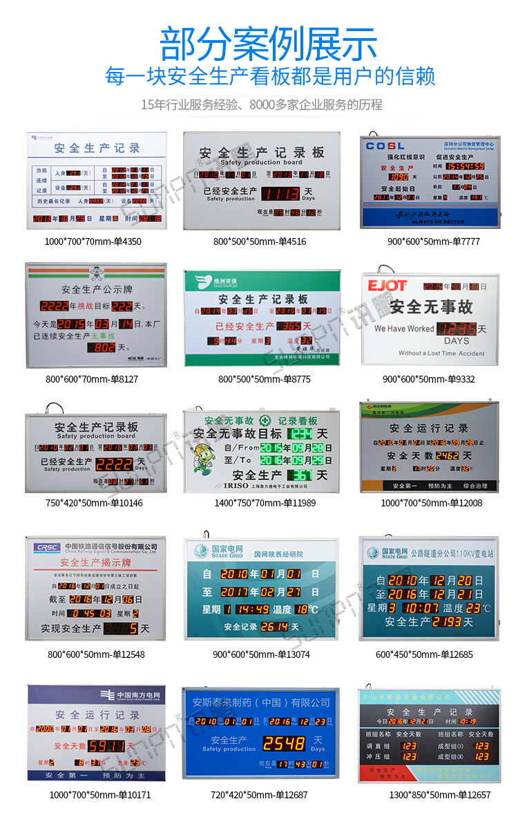 无灾害记录板LED安全牌案例参考