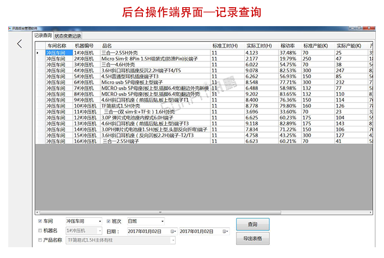 冲压机生产管理系统软件