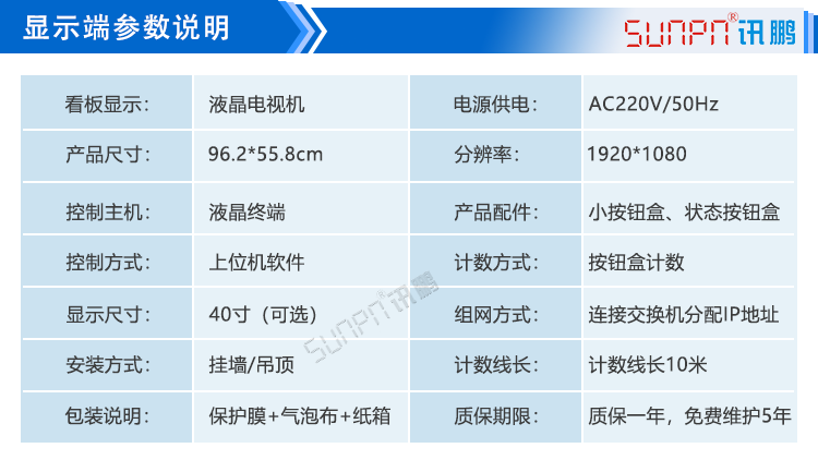 车间目视化LCD电子看板显示端参数