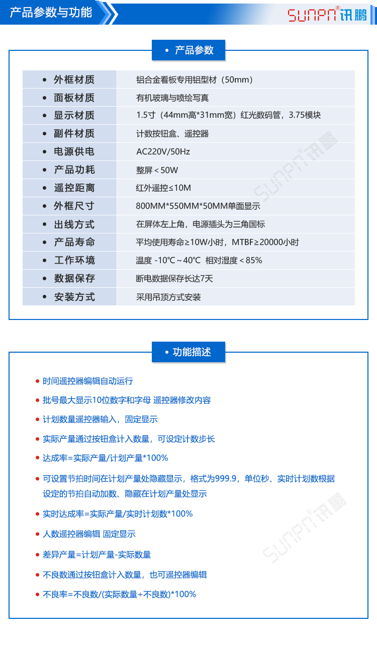 生产管理电子看板参数
