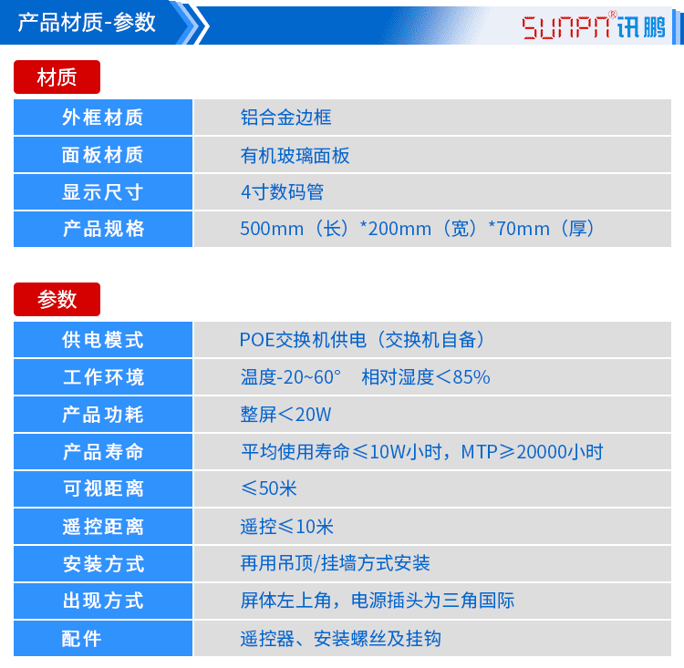 POE电子钟产品参数