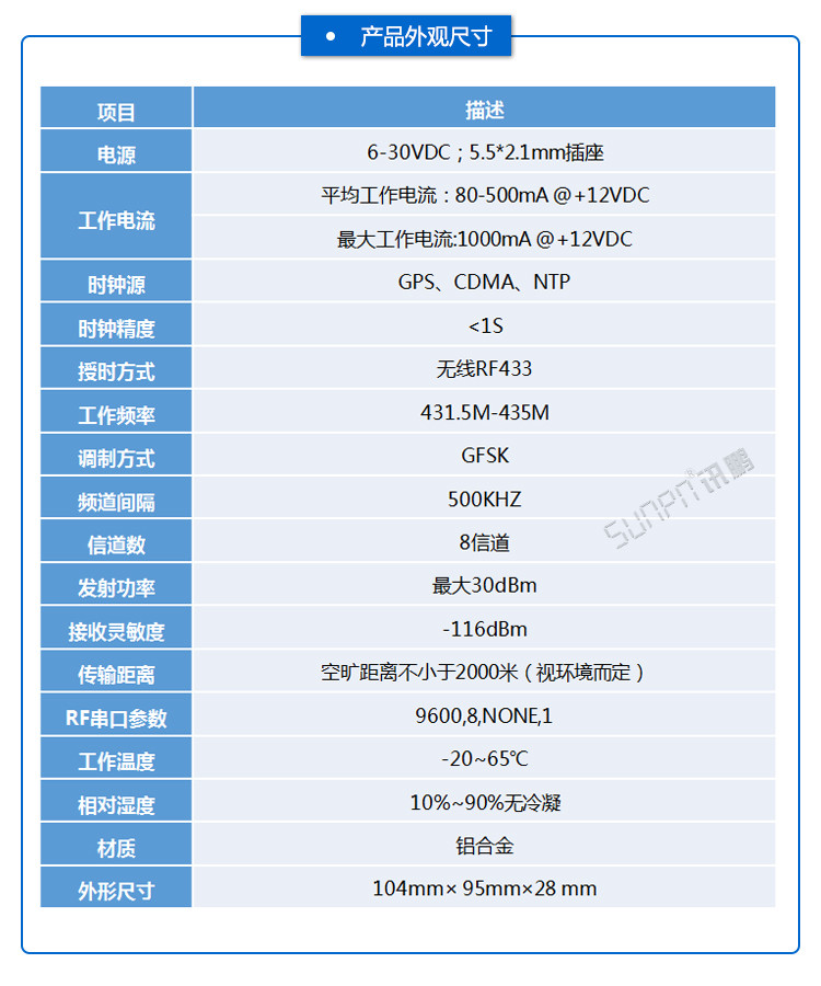 无线授时服务器尺寸参数