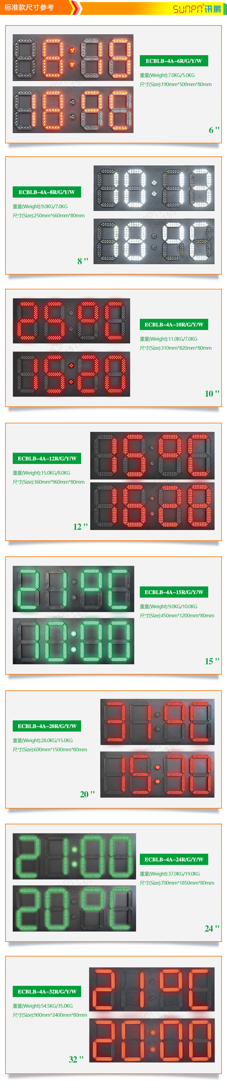 户外LED电子钟尺寸参考