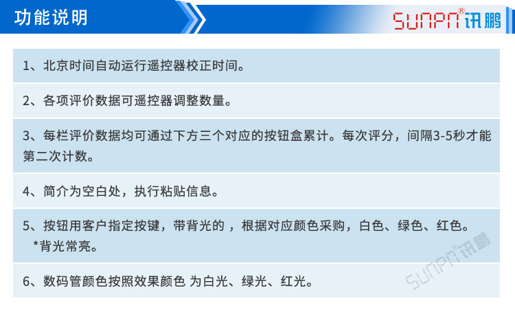 食堂满意度看板遥控功能说明