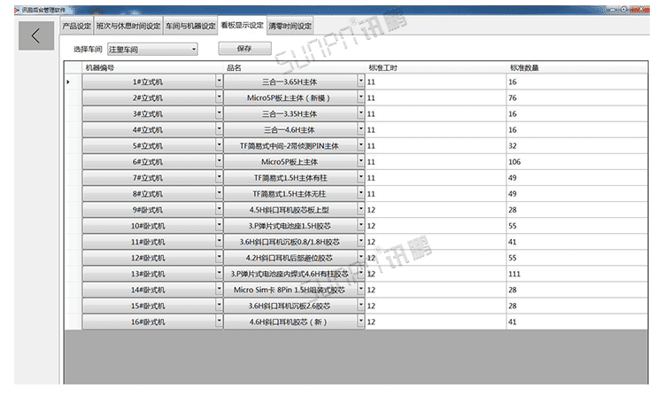 注塑车间看板系统软件界面展示