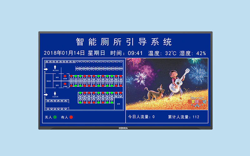 地铁站智能厕所引导系统-电子门锁感应器采集有人无人状态显示屏人流量环境数据监测