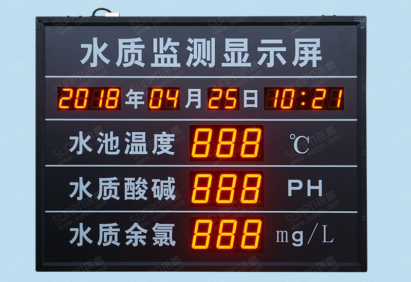 水质实时监测系统-水池温度酸碱ph值余氯浊度传感器通讯对接LED显示屏电子公示牌看板
