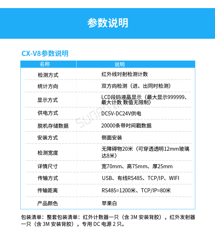 客流量计数器产品参数