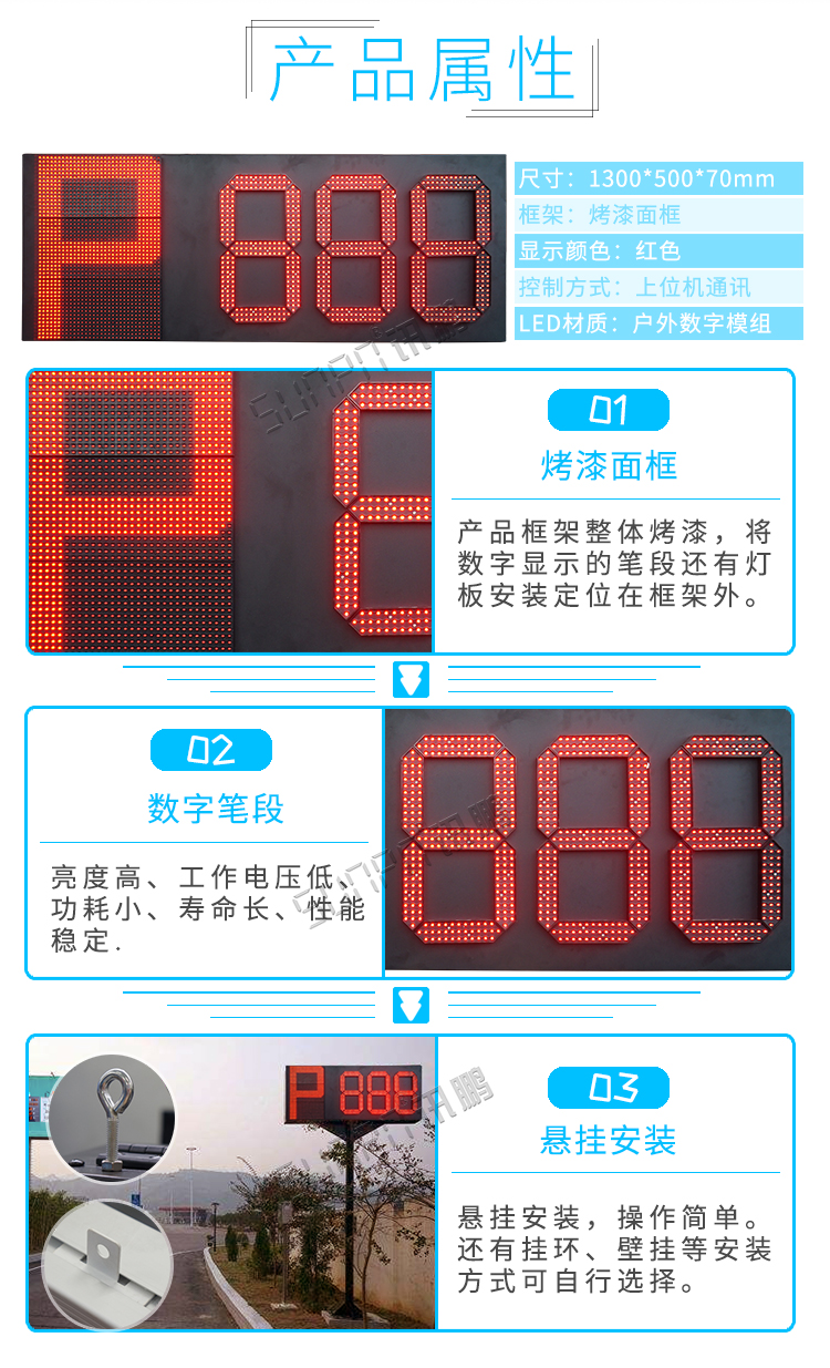 剩余车位显示屏产品属性