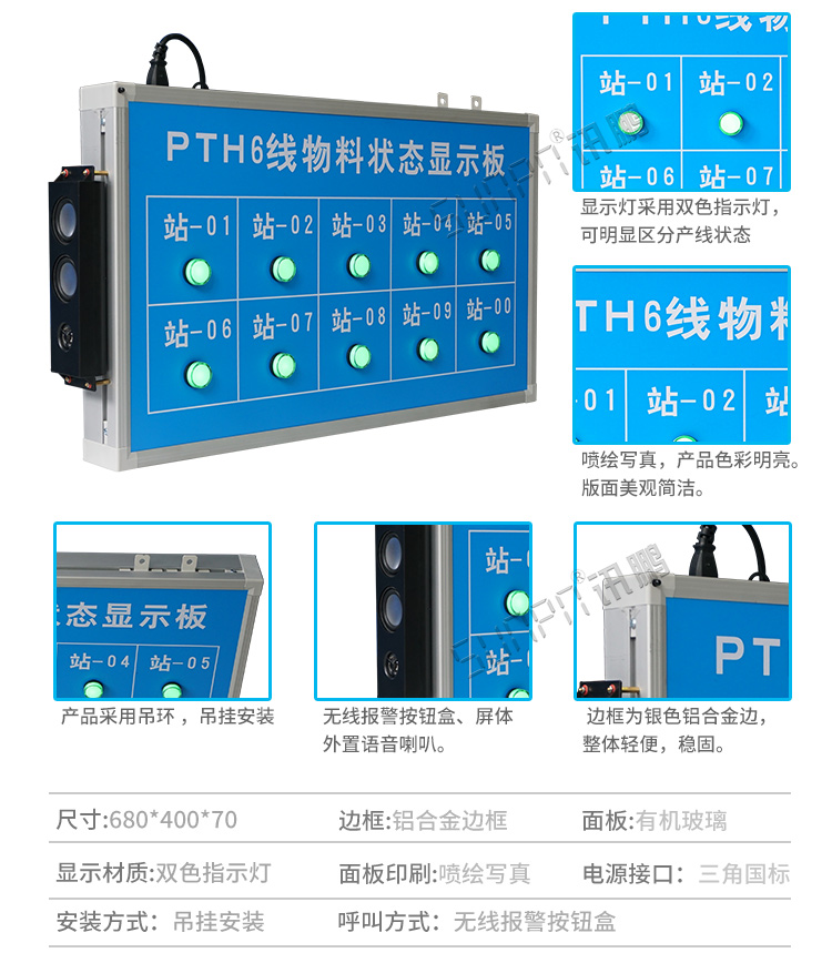 产线物料状态显示看板产品参数