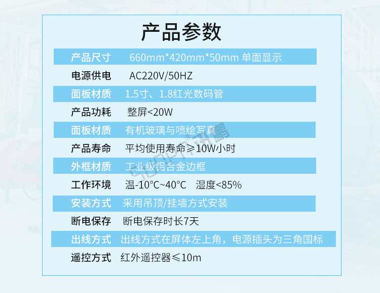 电子看板产品参数 电子看板产品参数