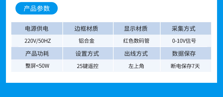 模拟量数据显示屏产品参数及功能