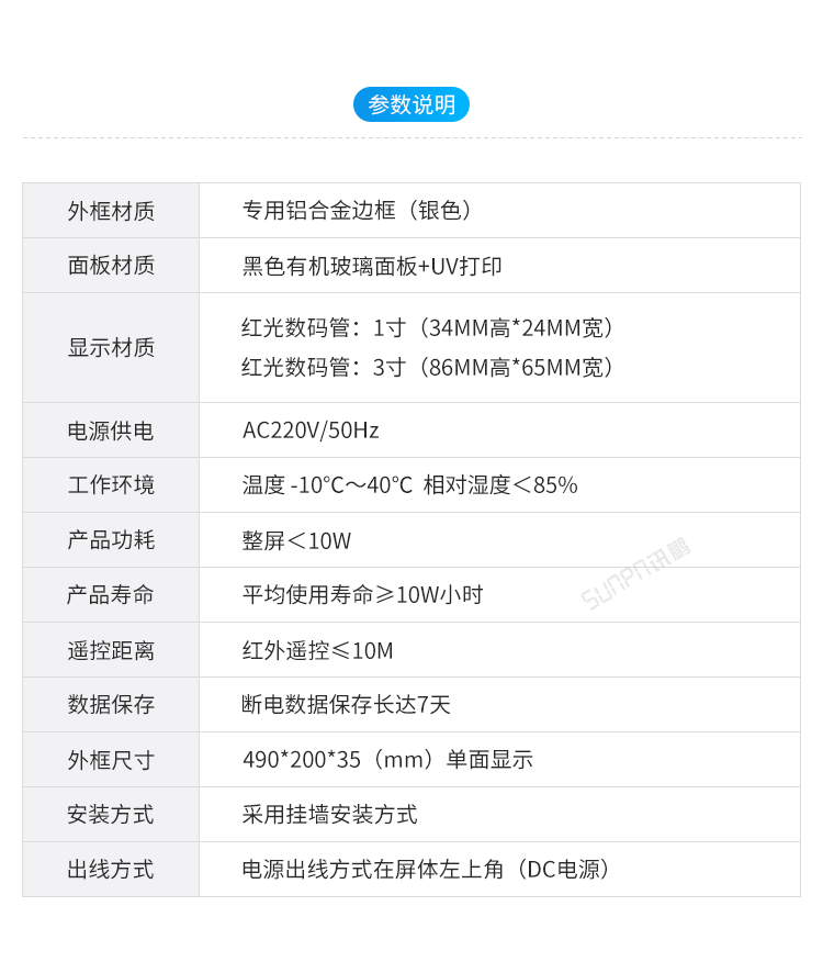 LED电子时钟系统-参数说明