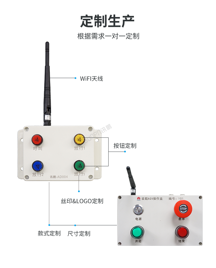 AGV物料小车wifi呼叫器定制说明