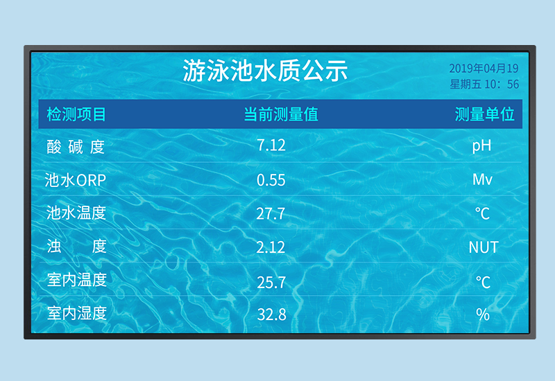 水质监测显示系统_泳池水质监测牌_解决方案