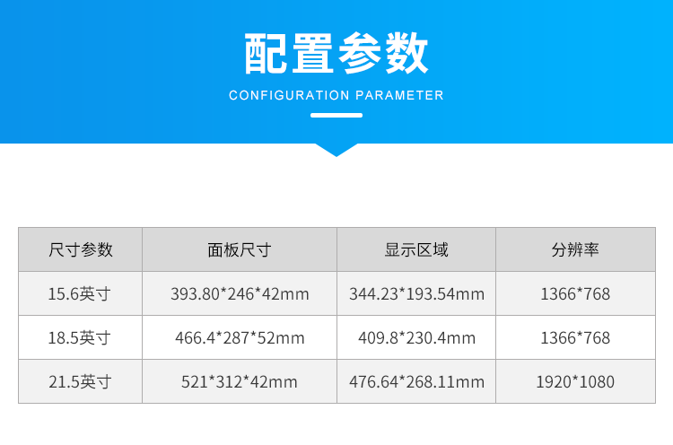 工业触摸一体机-配置参数