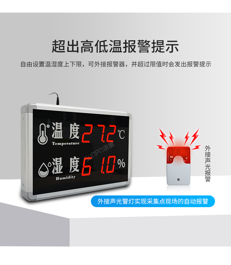 温湿度数据监控显示屏-报警提示