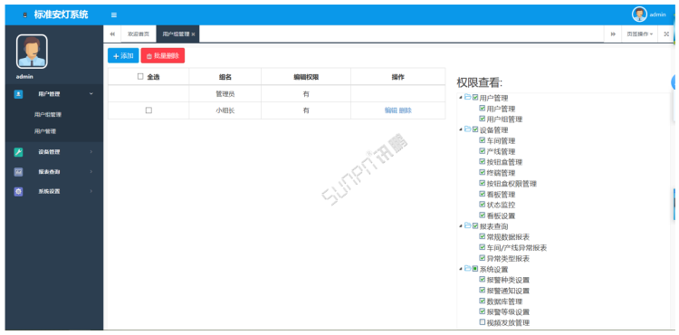 安灯系统软件管理后台界面