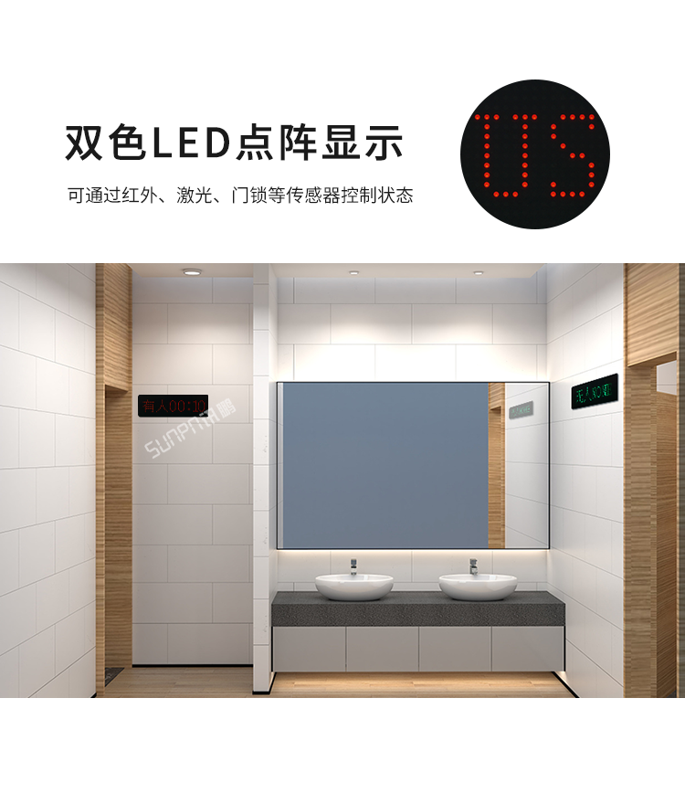 智慧公厕有人无人显示屏-双色LED点阵显示