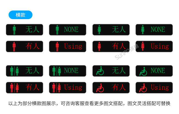 智慧公厕有人无人显示屏-多种显示状态