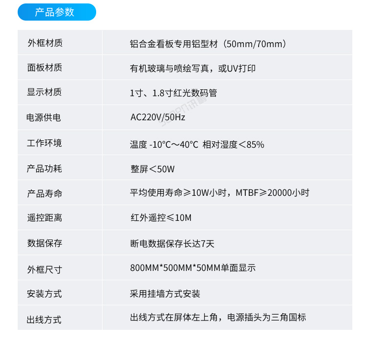 安全运行记录牌-产品参数
