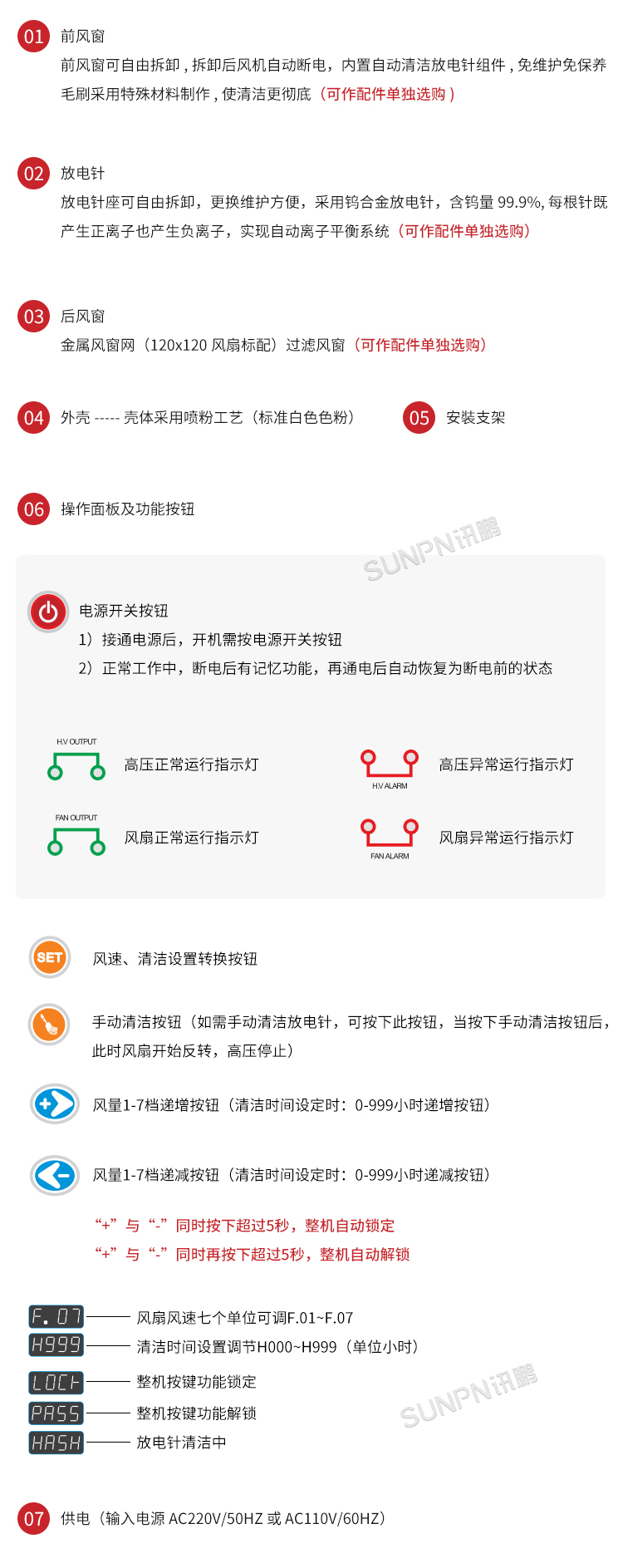 工业除静电离子风机-SP-40AR细节说明