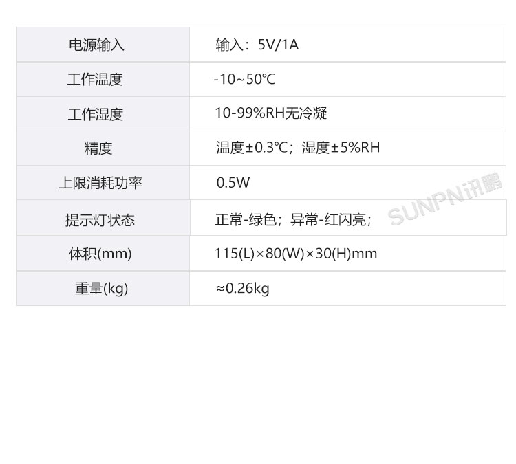 温湿度计参数