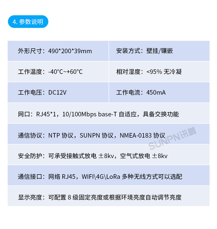 标准同步时钟参数说明